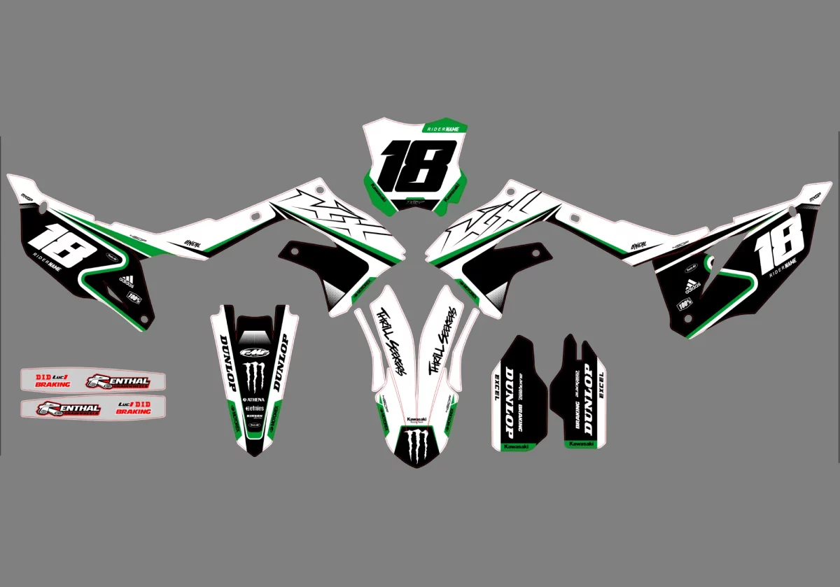 kit déco kawasaki 450 kxf (2019 2023) race blanc