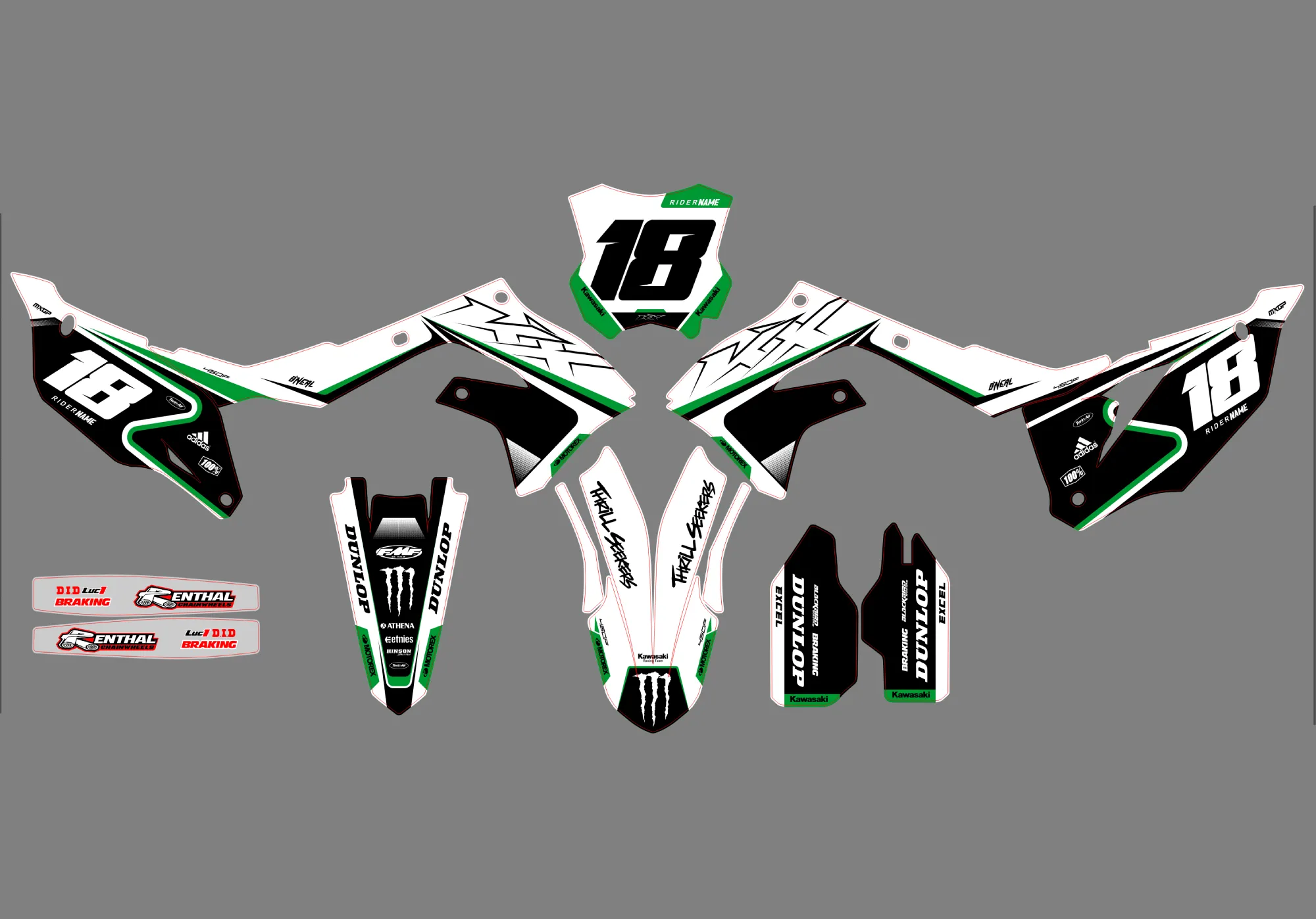 kit déco kawasaki 450 kxf (2019 2023) race blanc