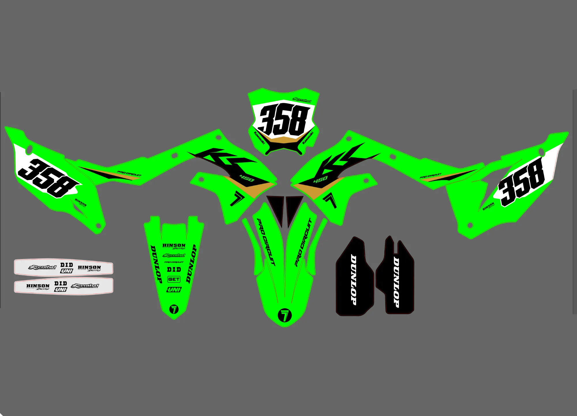 kit déco kawasaki 450 kxf (2019 2023) type origine