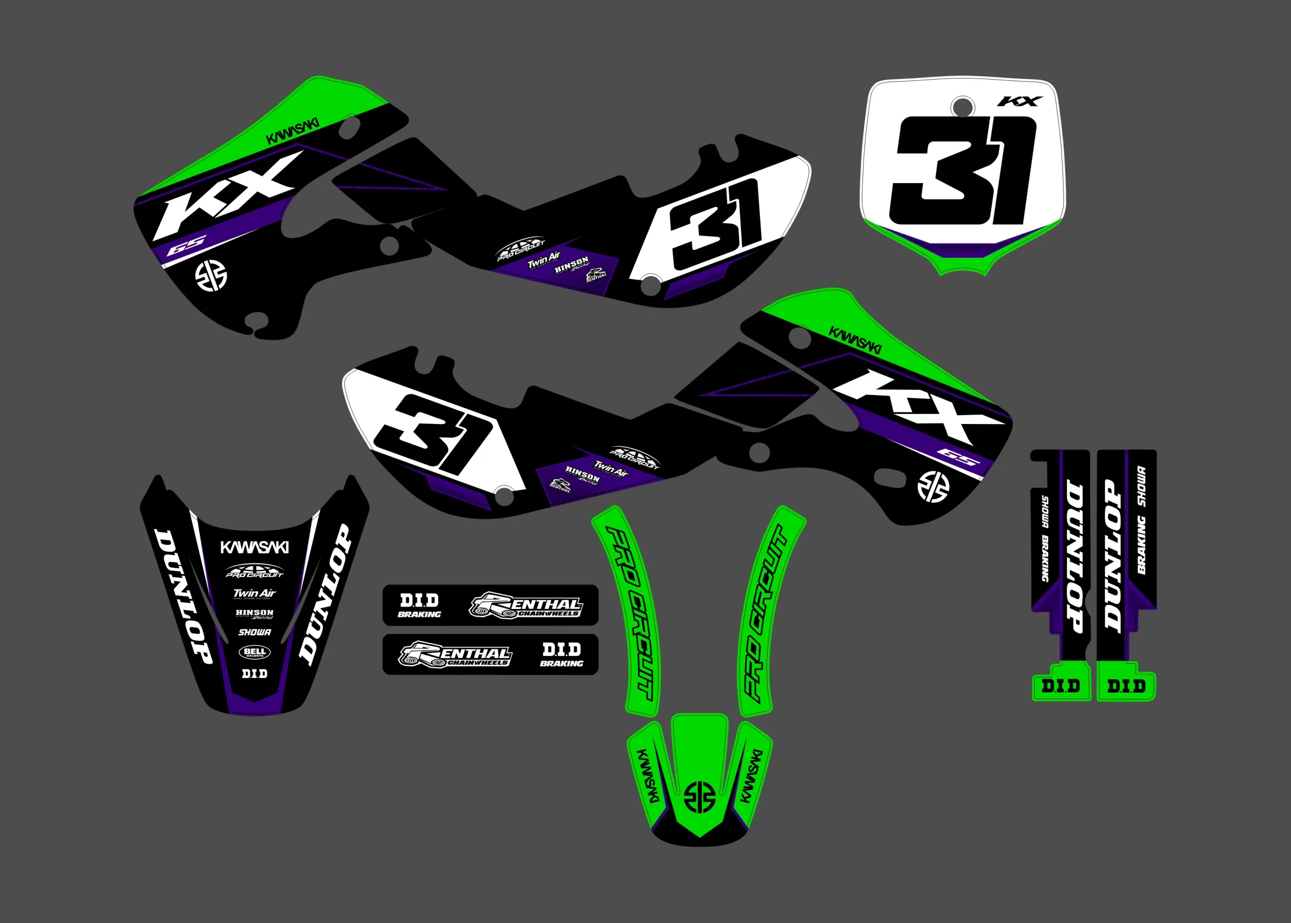 kit déco kawasaki 65 kx (2000 2024) factory