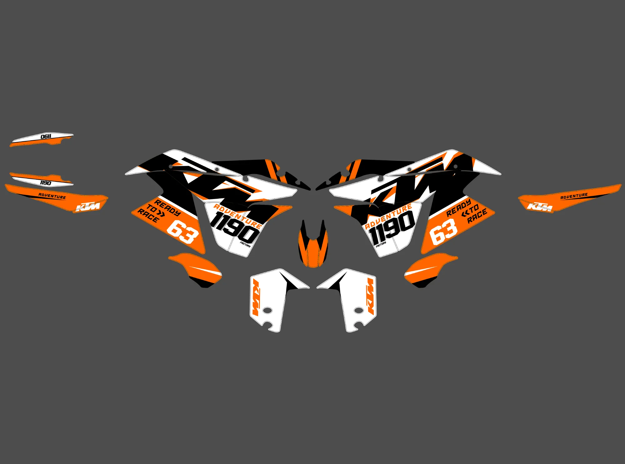 kit déco ktm 1050 1090 1190 adventure r race orange