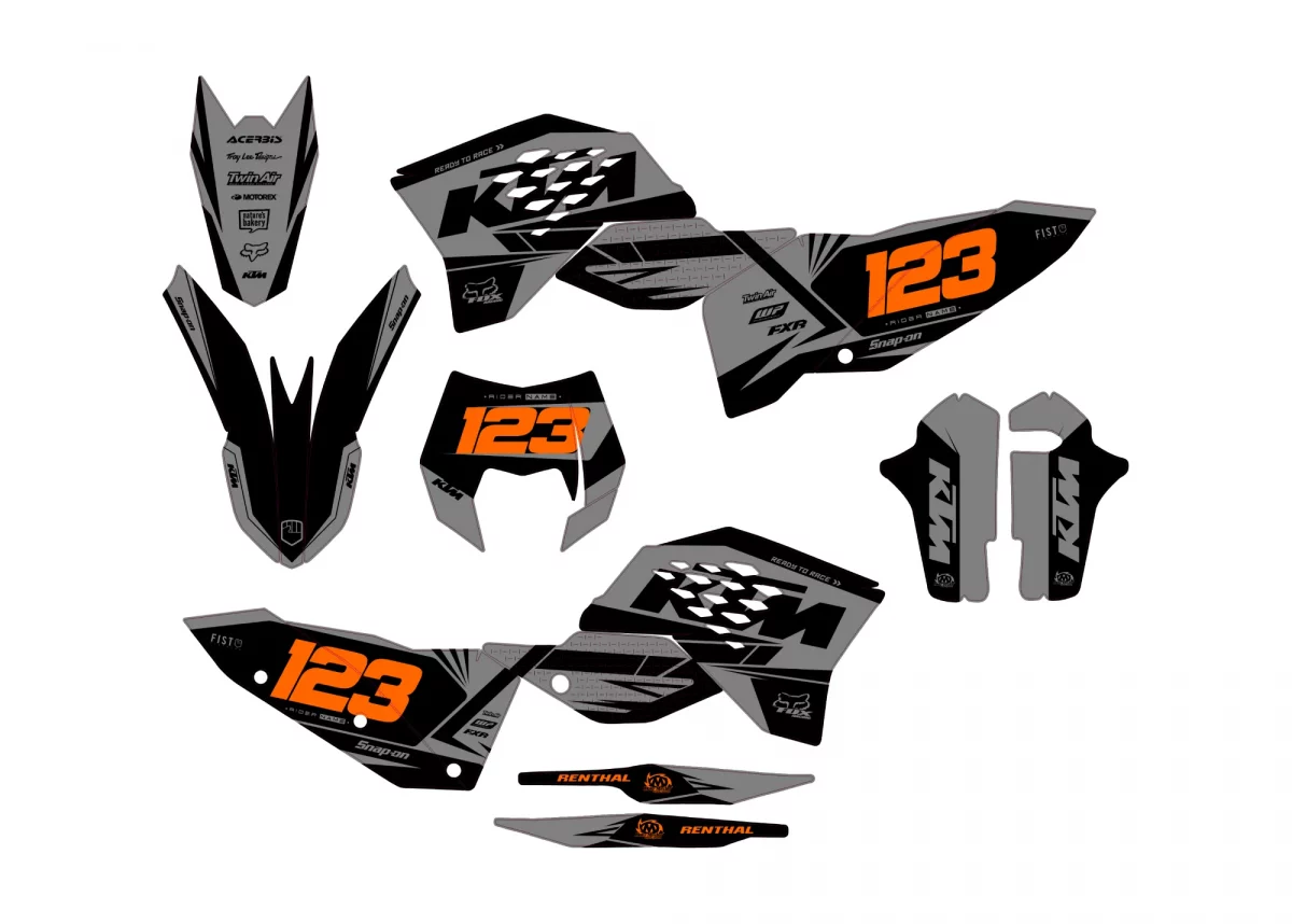 kit déco ktm exc / exc f (2008 2011) gris détail