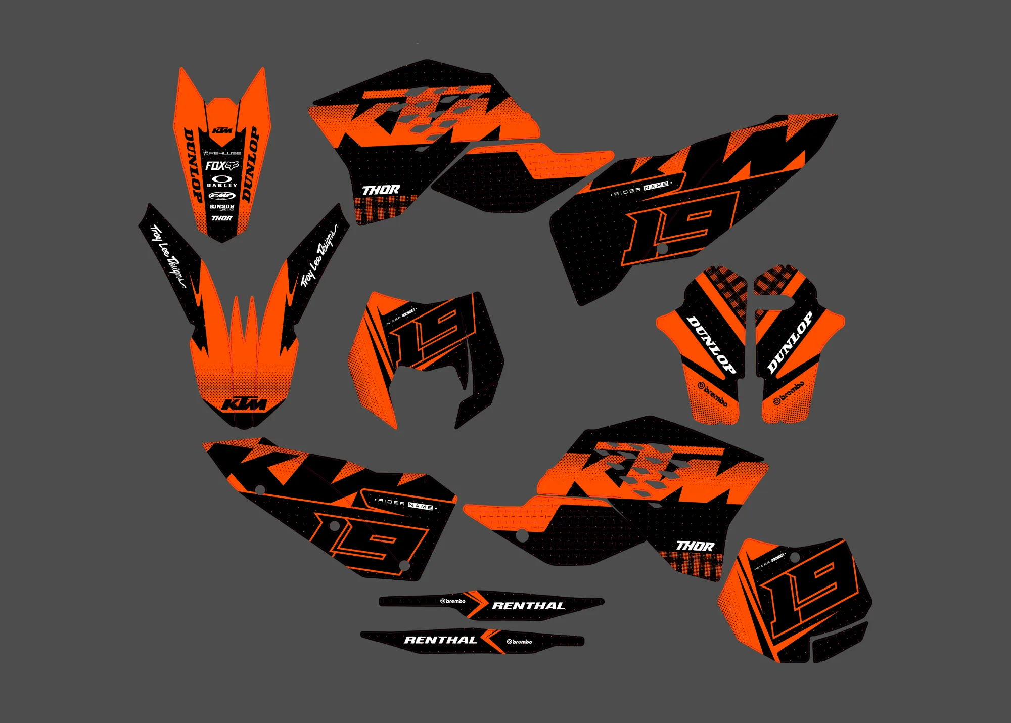 kit déco ktm exc / exc f (2008 2011) orange