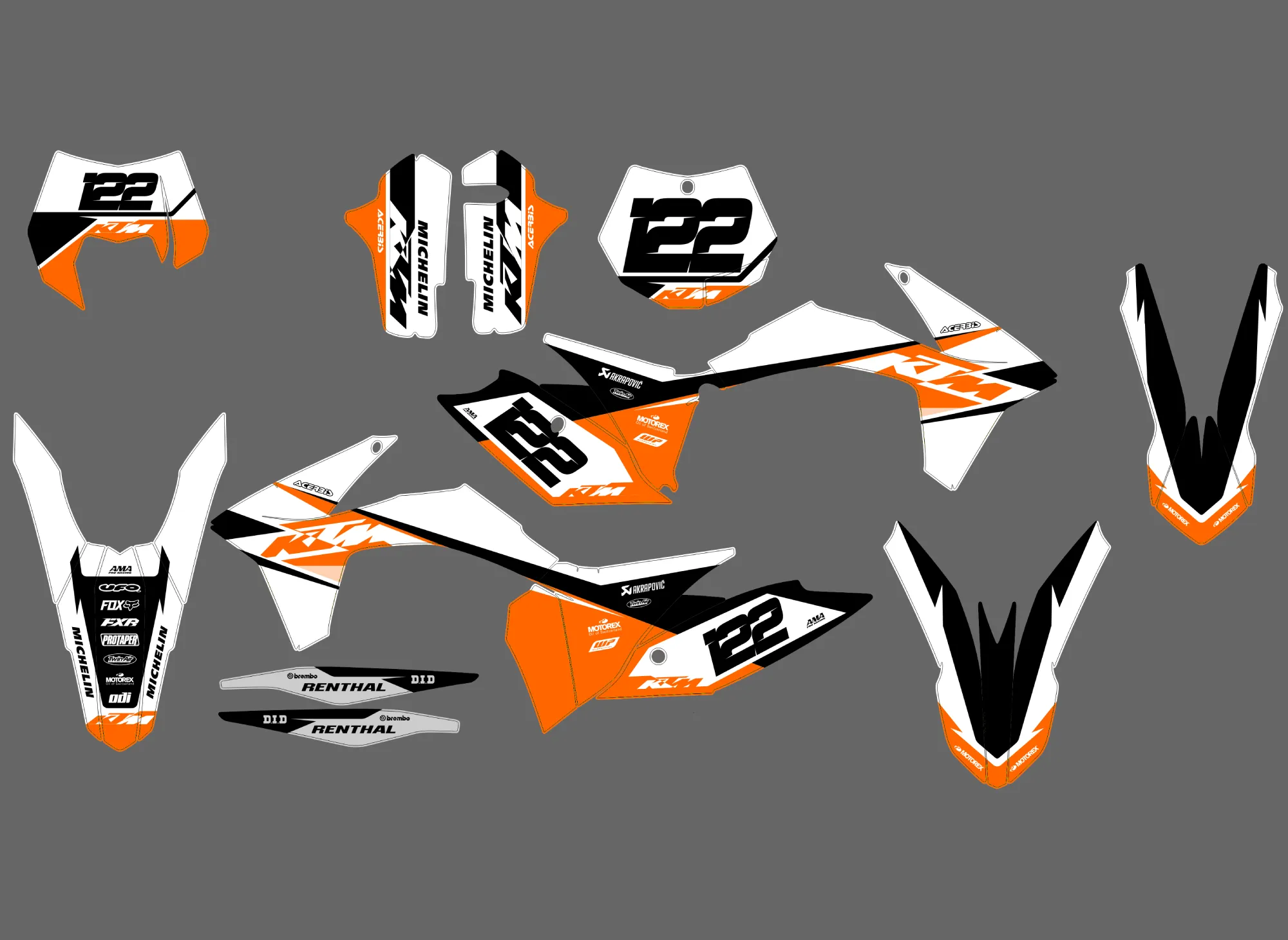 kit déco ktm exc / exc f (2012 2013) airline blanc