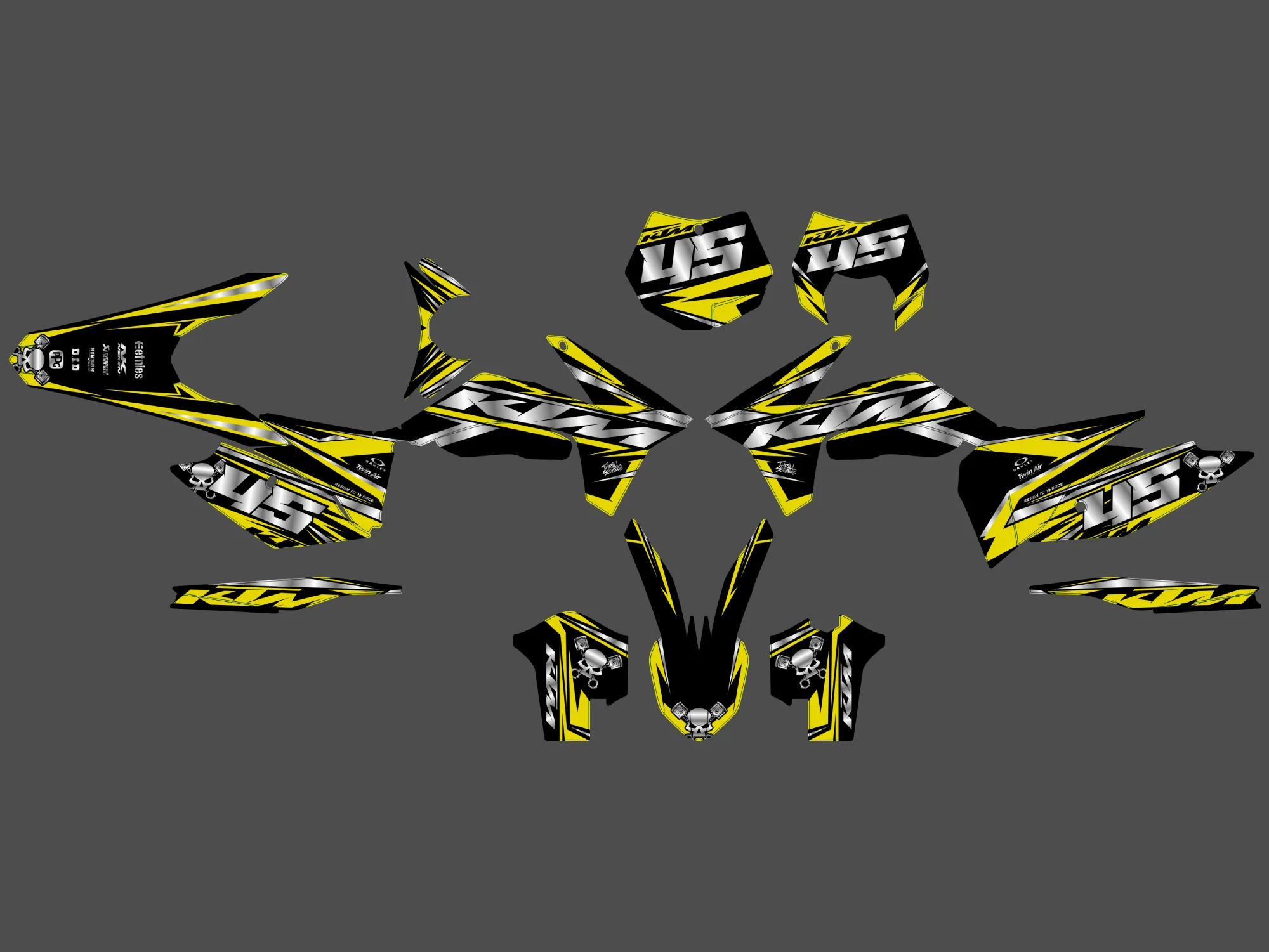 kit déco ktm exc / exc f (2012 2013) craft jaune