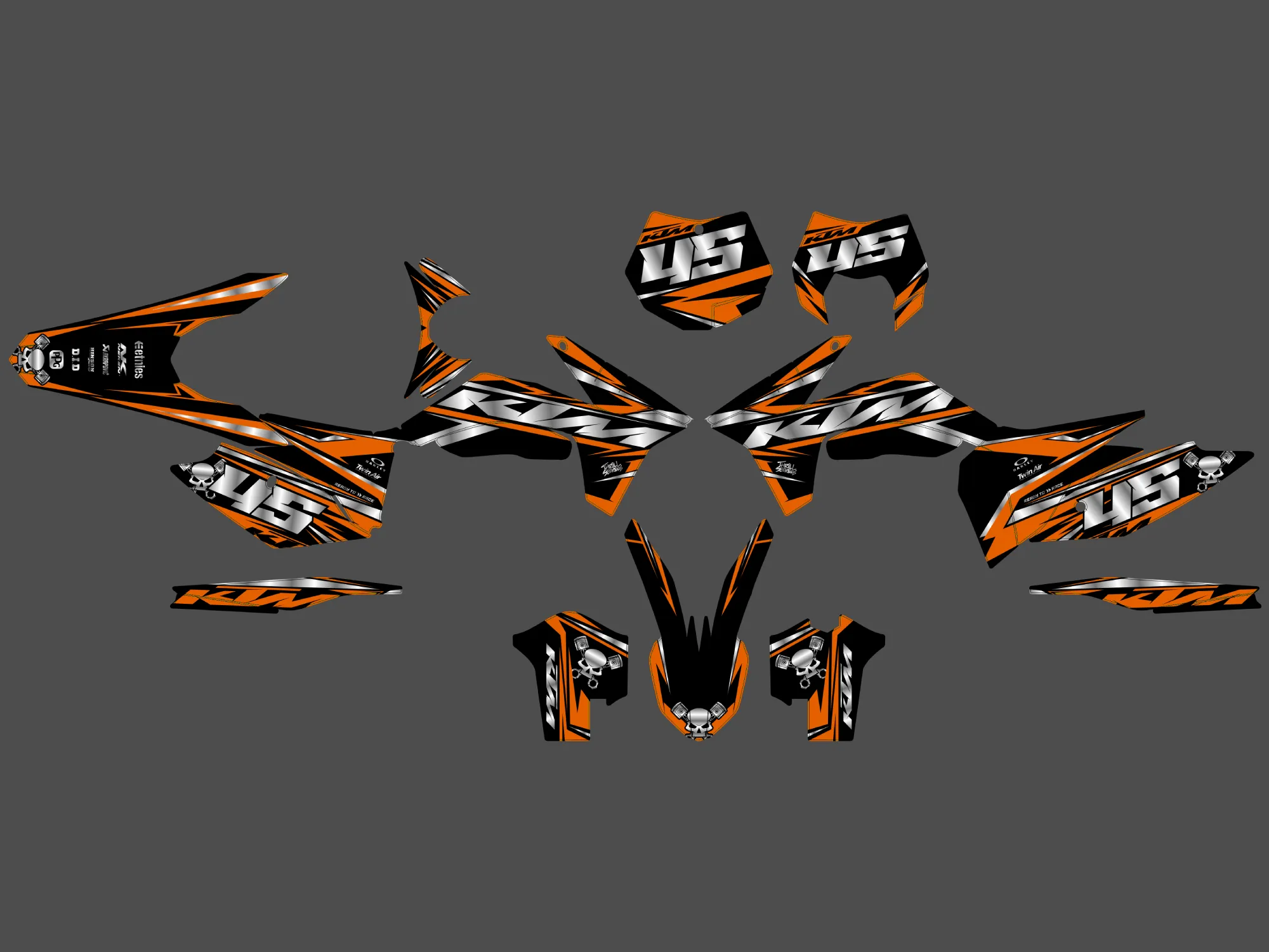 kit déco ktm exc / exc f (2012 2013) craft orange