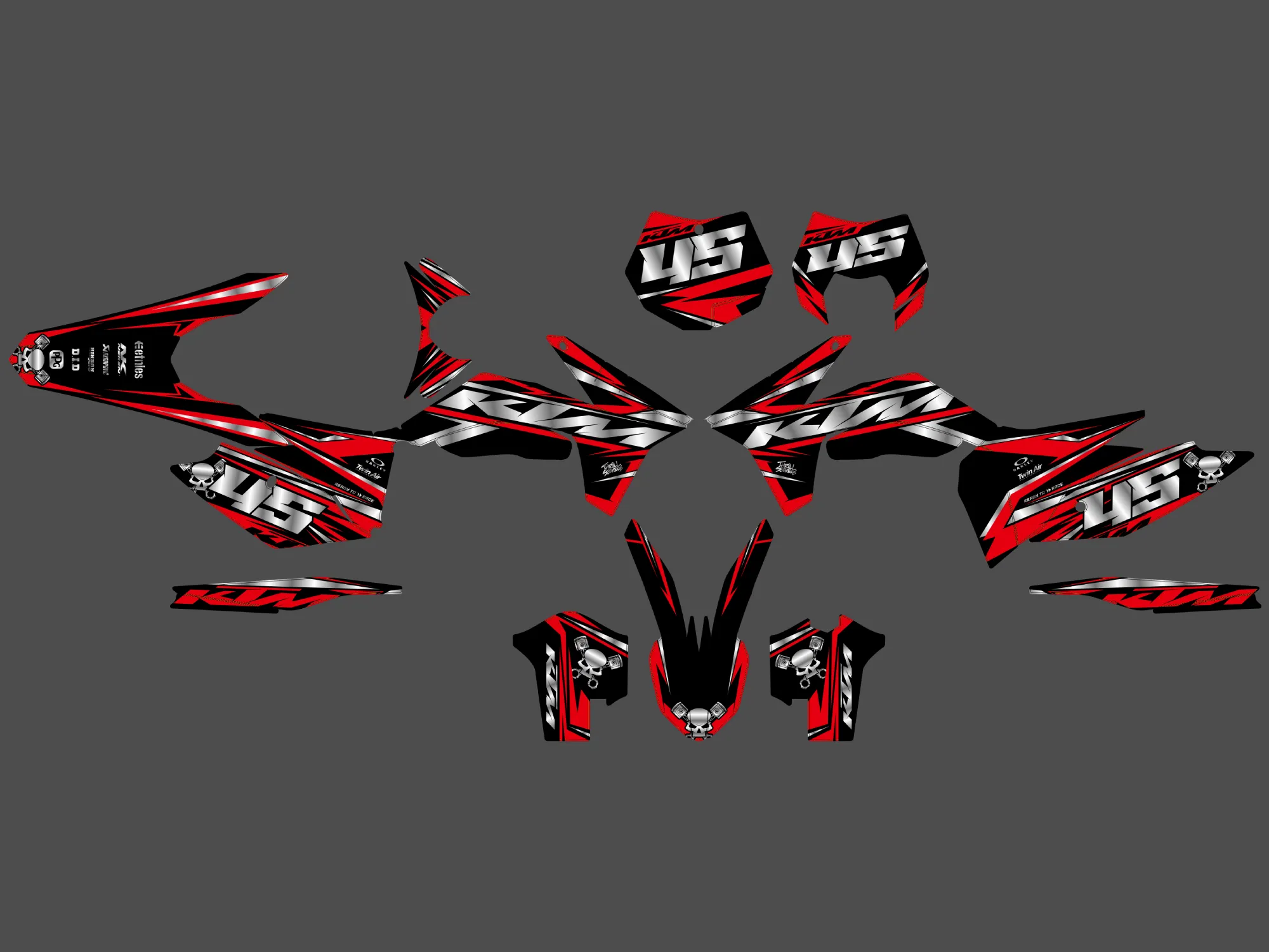 kit déco ktm exc / exc f (2012 2013) craft rouge