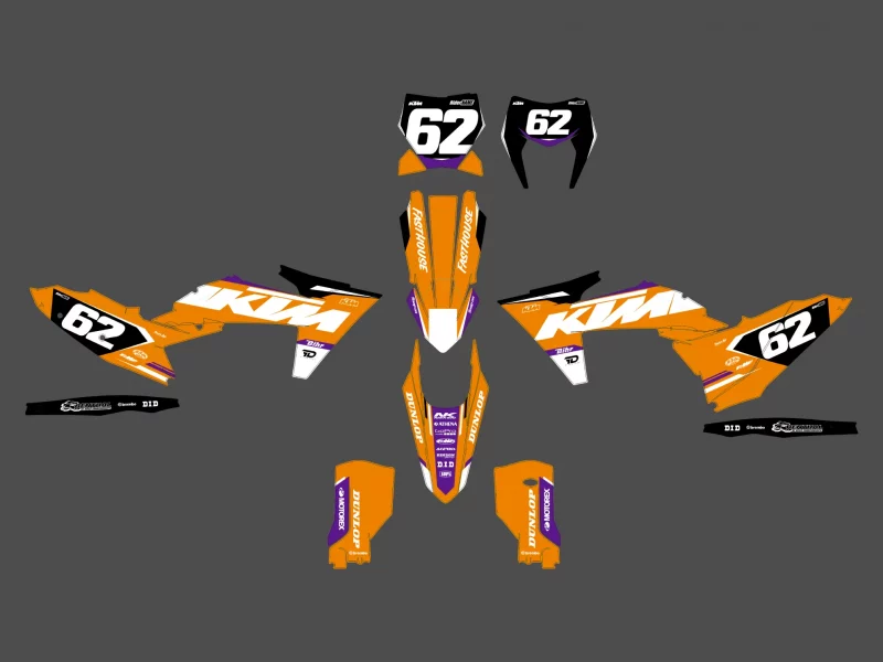 KTM-Exc/Exc-F-Grafikkit (2024) mit violetten Details