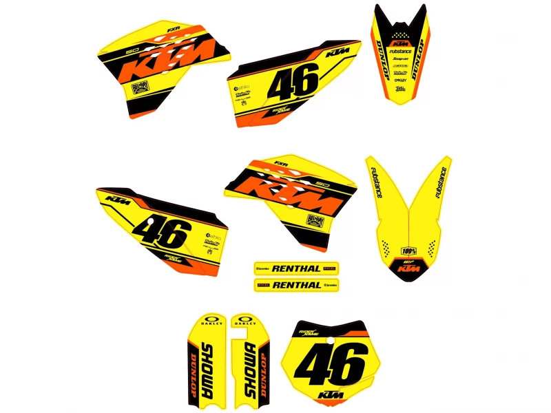 Kit grafiche race gialle ktm 50 sx (2009 2015).