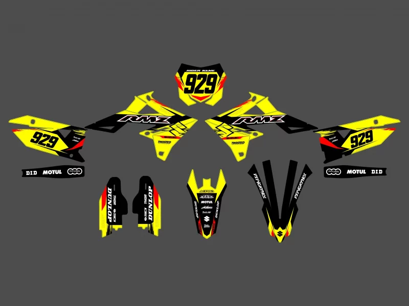 kit déco suzuki 450 rmz (2018 2024) racing jaune
