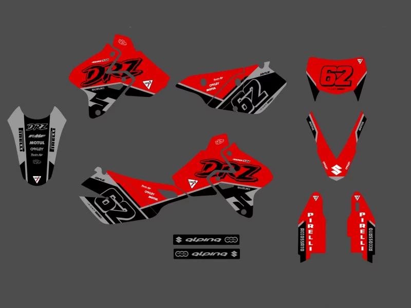 suzuki drz 400 race red graphic kit