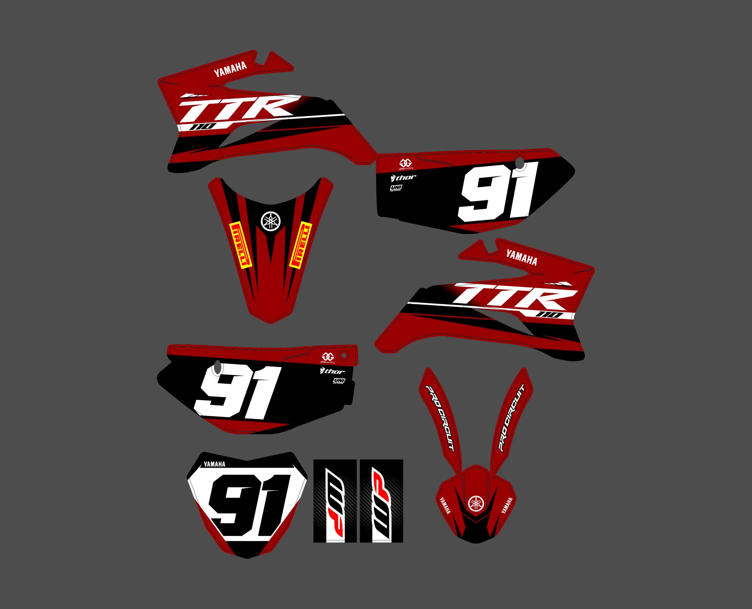 kit déco yamaha 110 ttr race rouge