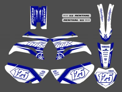 Yamaha 125 TTR Race Grafik-Kit weiß / blau