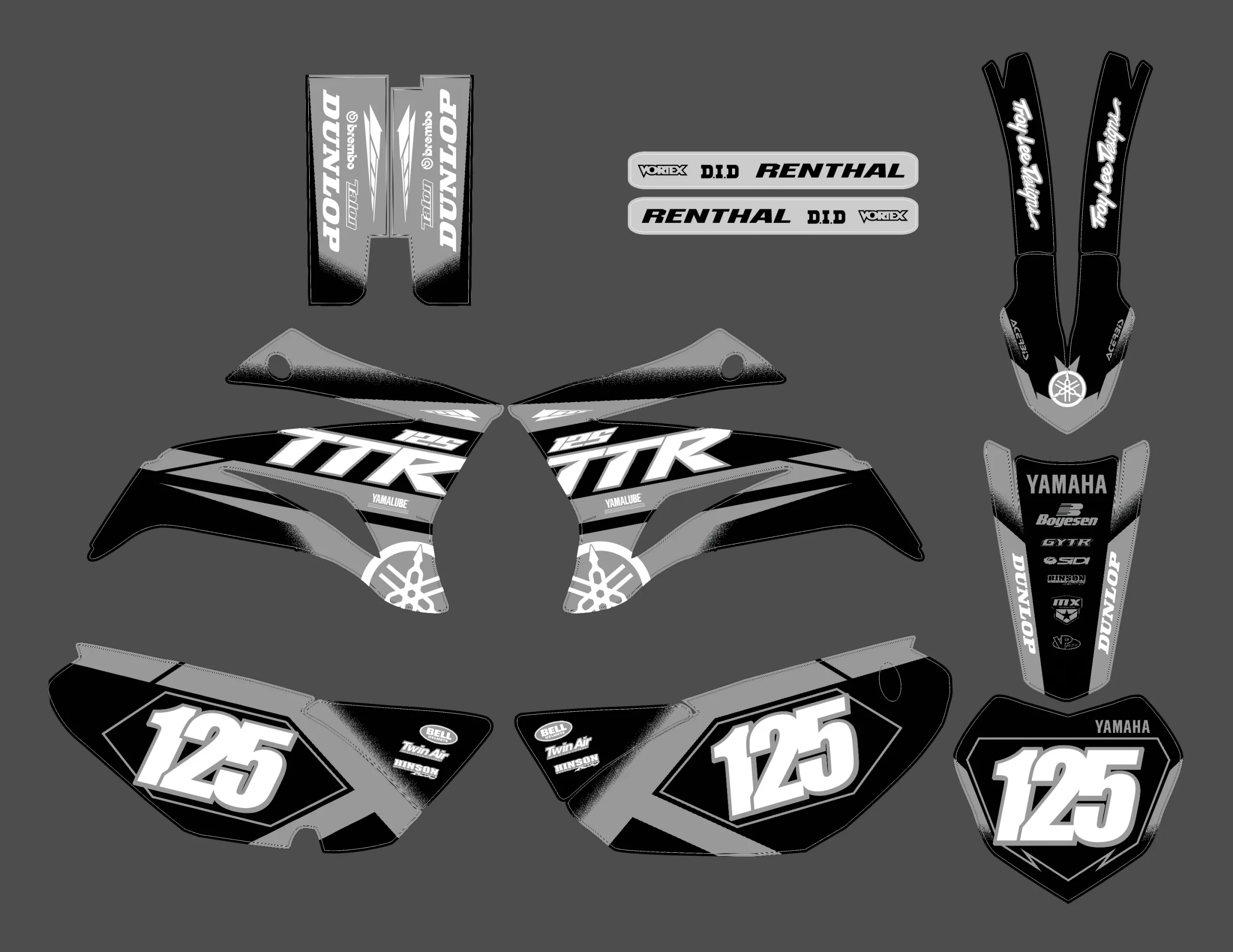 kit déco yamaha 125 ttr race gris