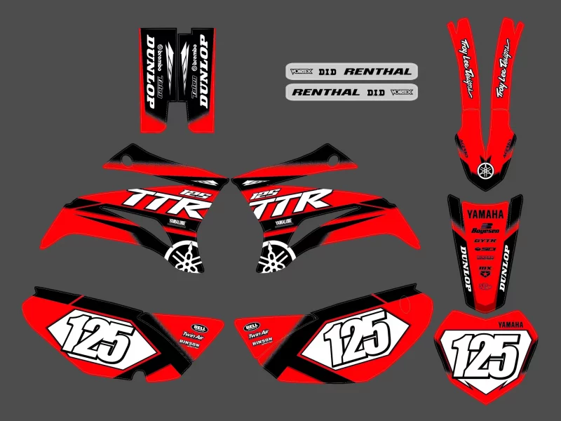 kit grafiche rosse yamaha 125 ttr race