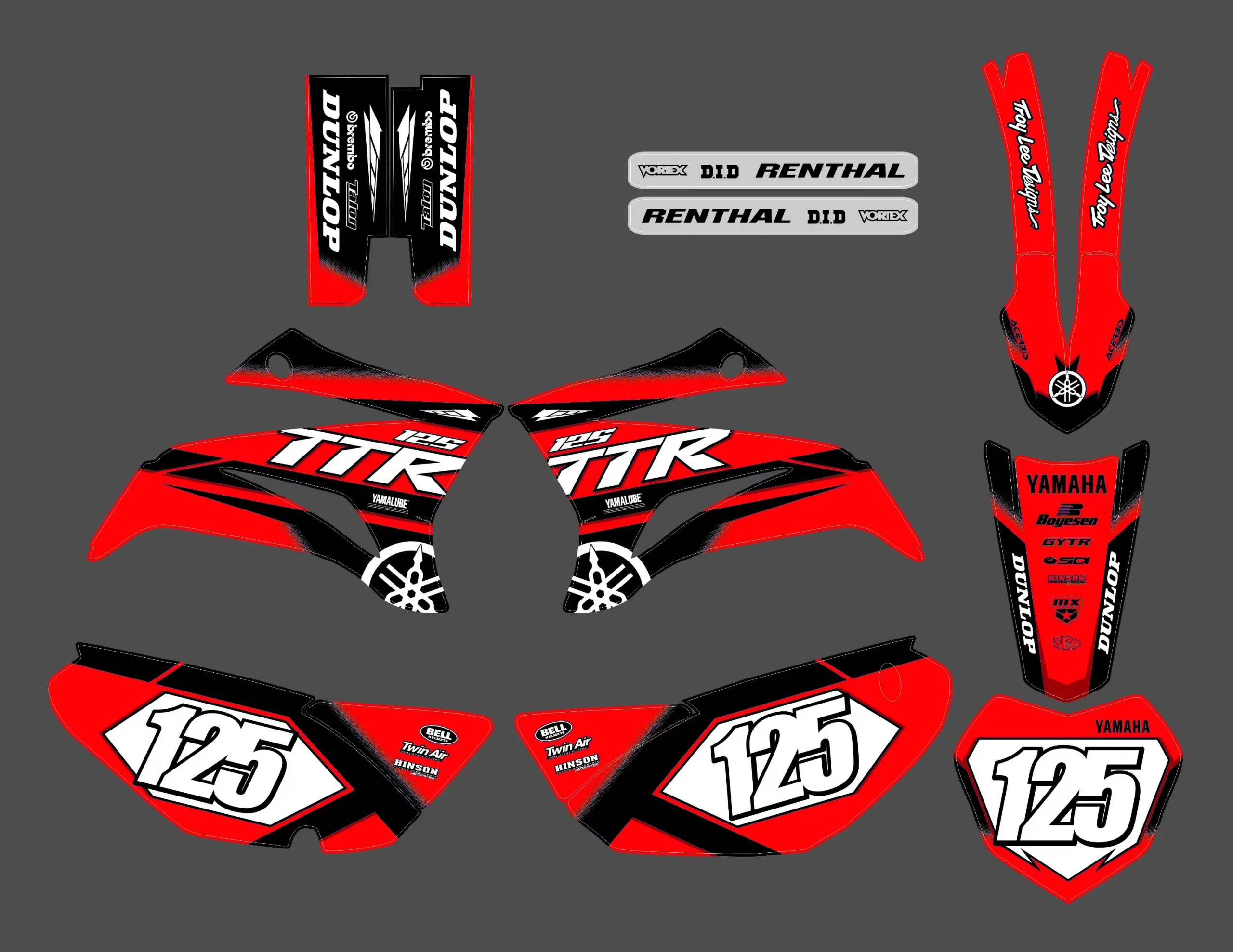 kit déco yamaha 125 ttr race rouge