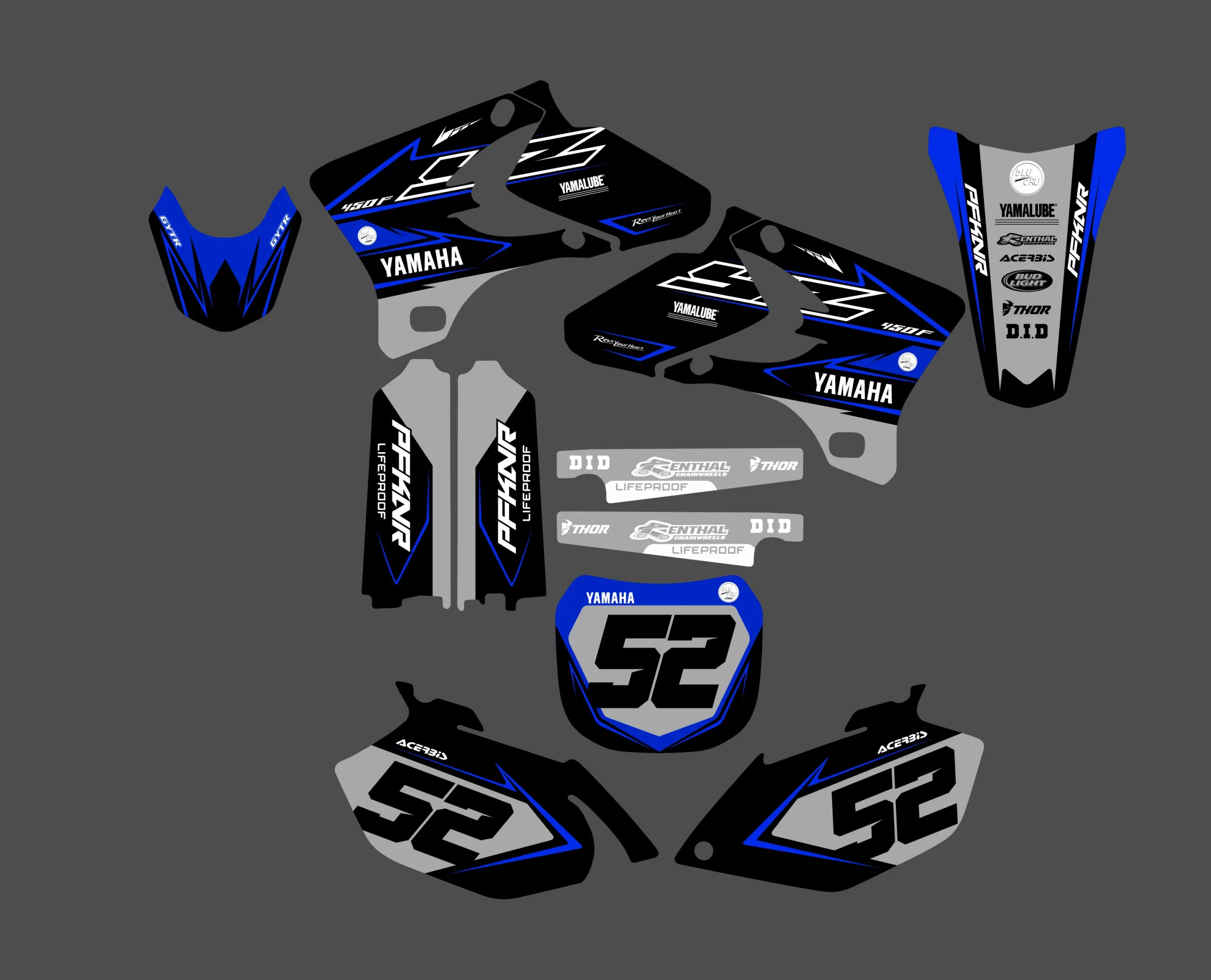 kit déco yamaha 250 yzf (2003 2005) line bleu