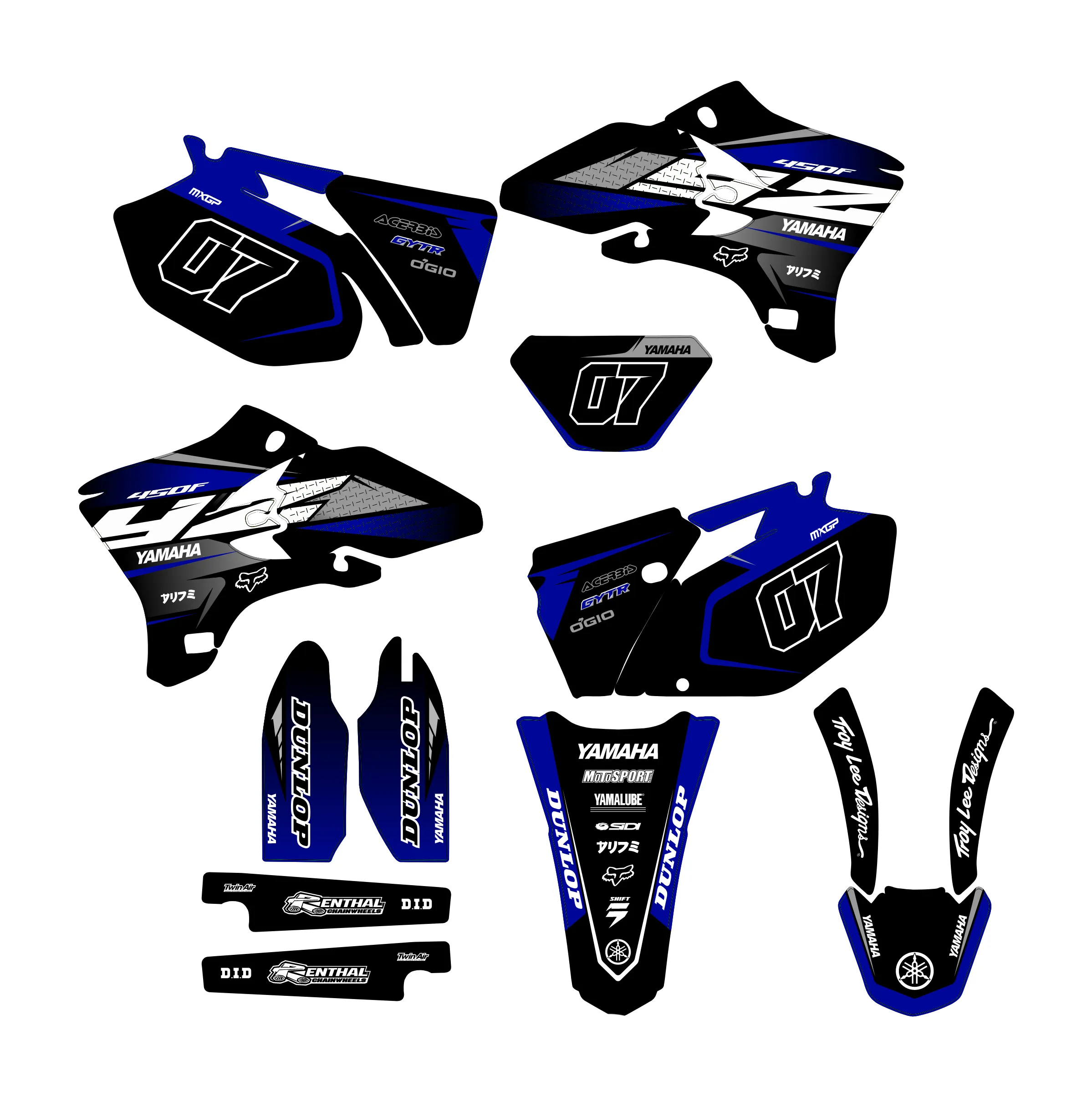 kit déco yamaha 250 yzf (2003 2005) race bleu