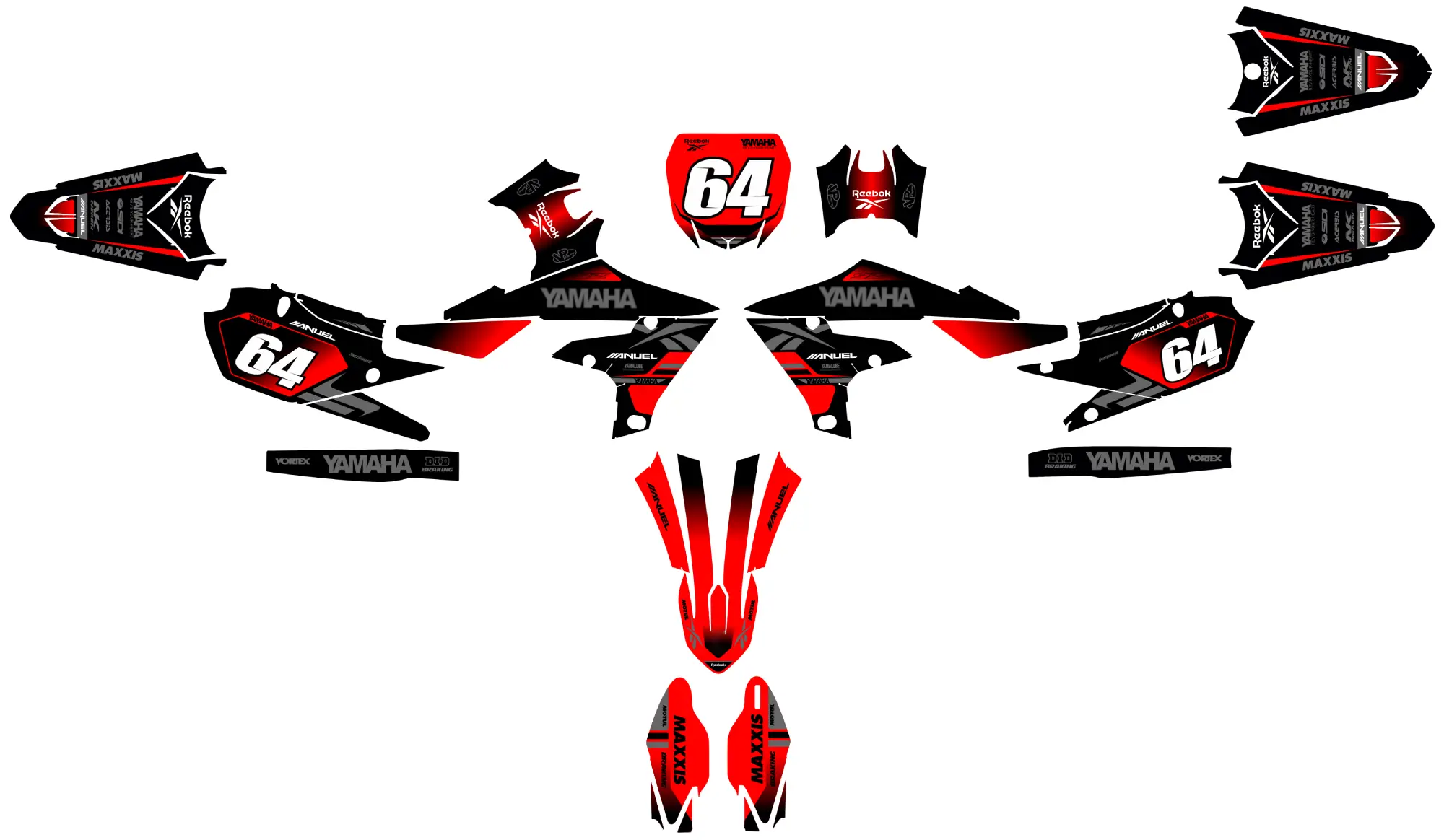 yamaha 450 yzf (2018 2022) anuel red graphic kit