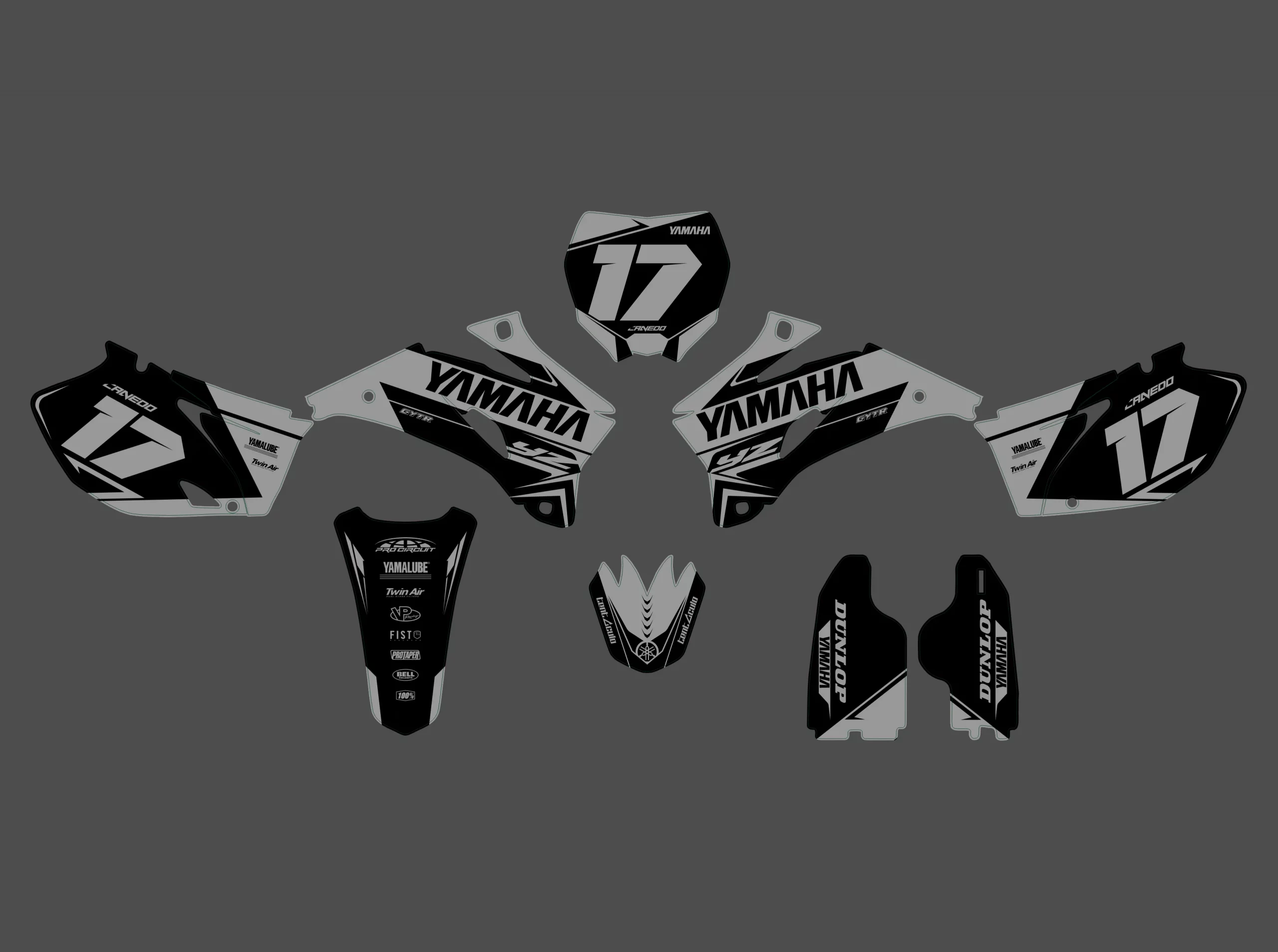 kit déco yamaha 450 yzf (2006 2009) race gris