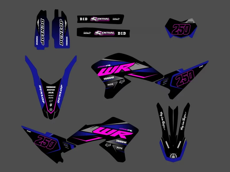 kit gráfico yamaha wr250x – corrida rosa / azul
