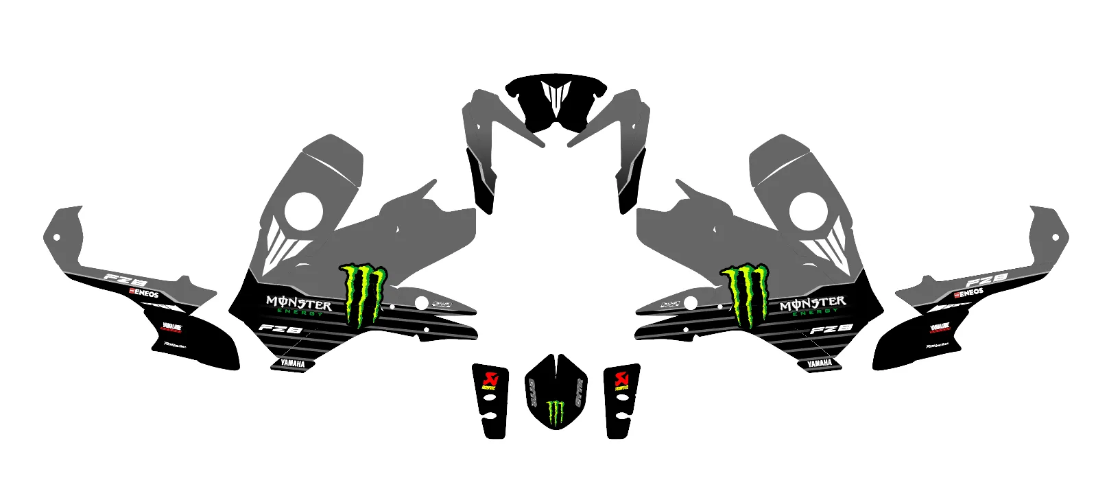 kit déco yamaha fz8 – monster gris