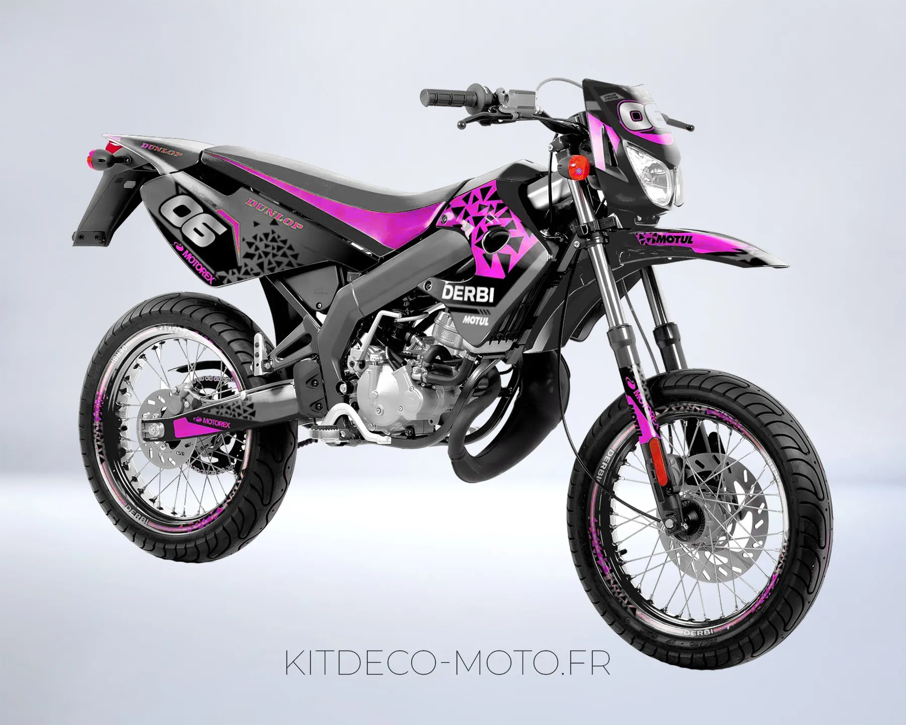 kit déco derbi 50 (2003/2004) drd xtreme poly gris / rose
