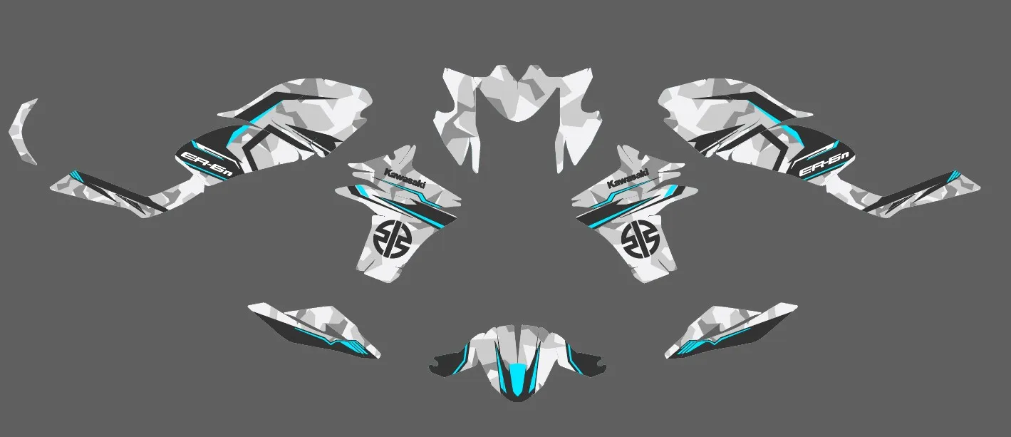 kit déco kawasaki er 6n (2012 2016) camo cyan