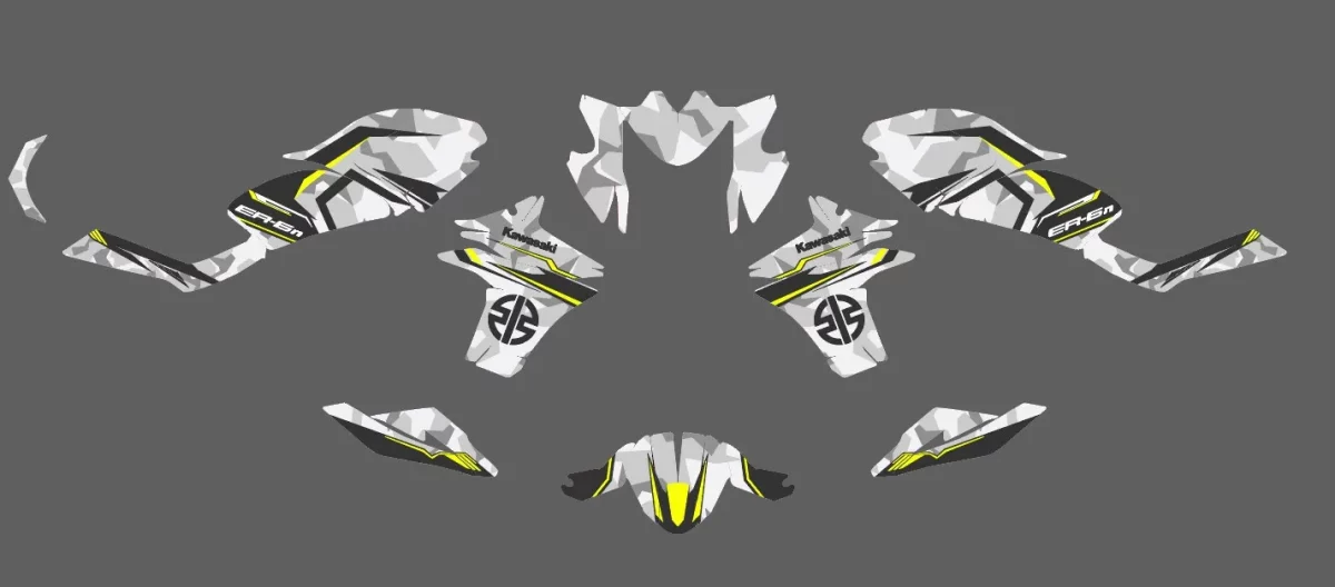 kit déco kawasaki er 6n (2012 2016) camo jaune