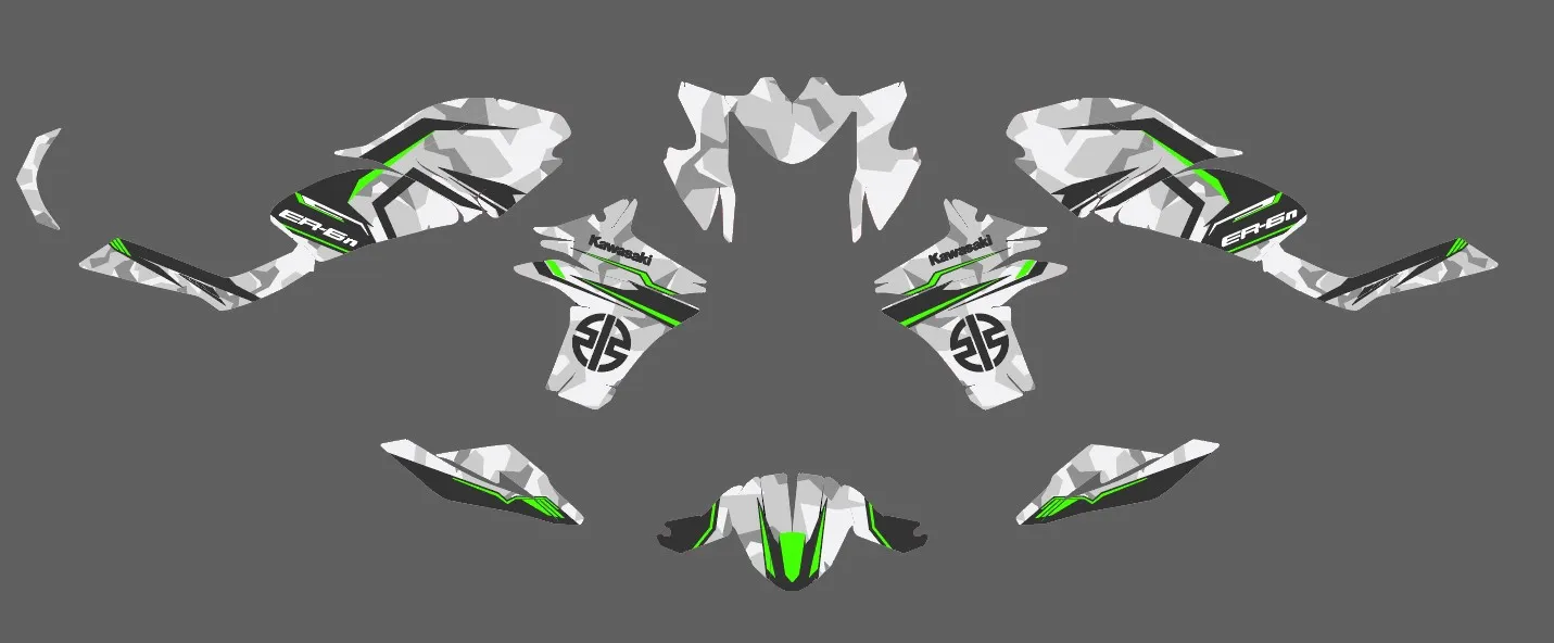 kit déco kawasaki er 6n (2012 2016) camo vert
