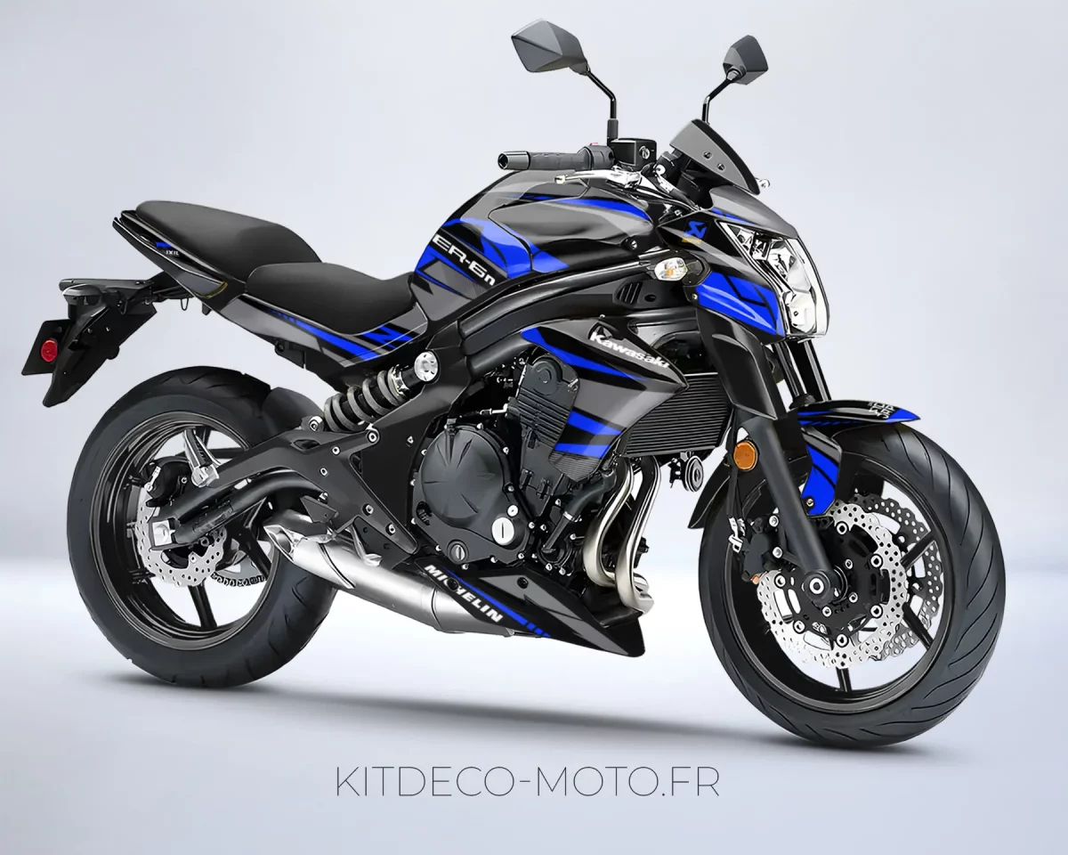 kit déco kawasaki er 6n factory bleu