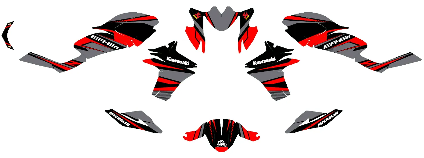 kit déco kawasaki er 6n factory rouge