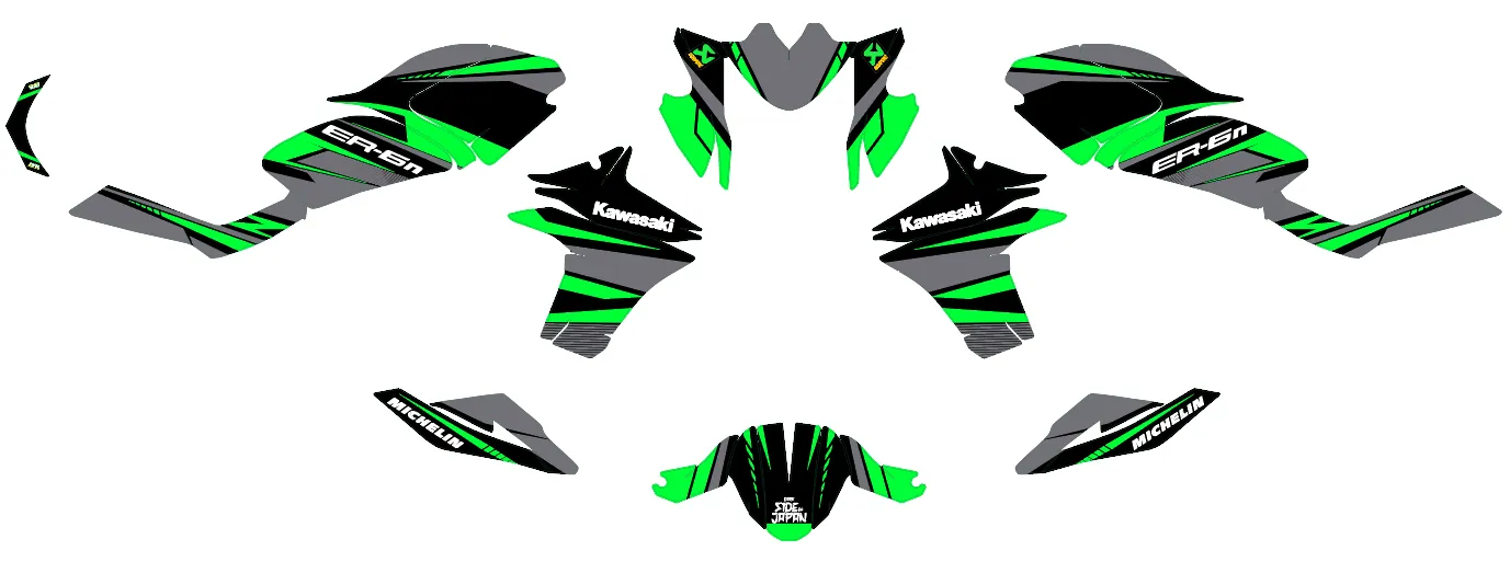 kit déco kawasaki er 6n factory vert
