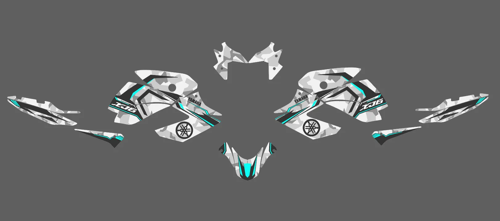 kit déco yamaha xj6 camo cyan