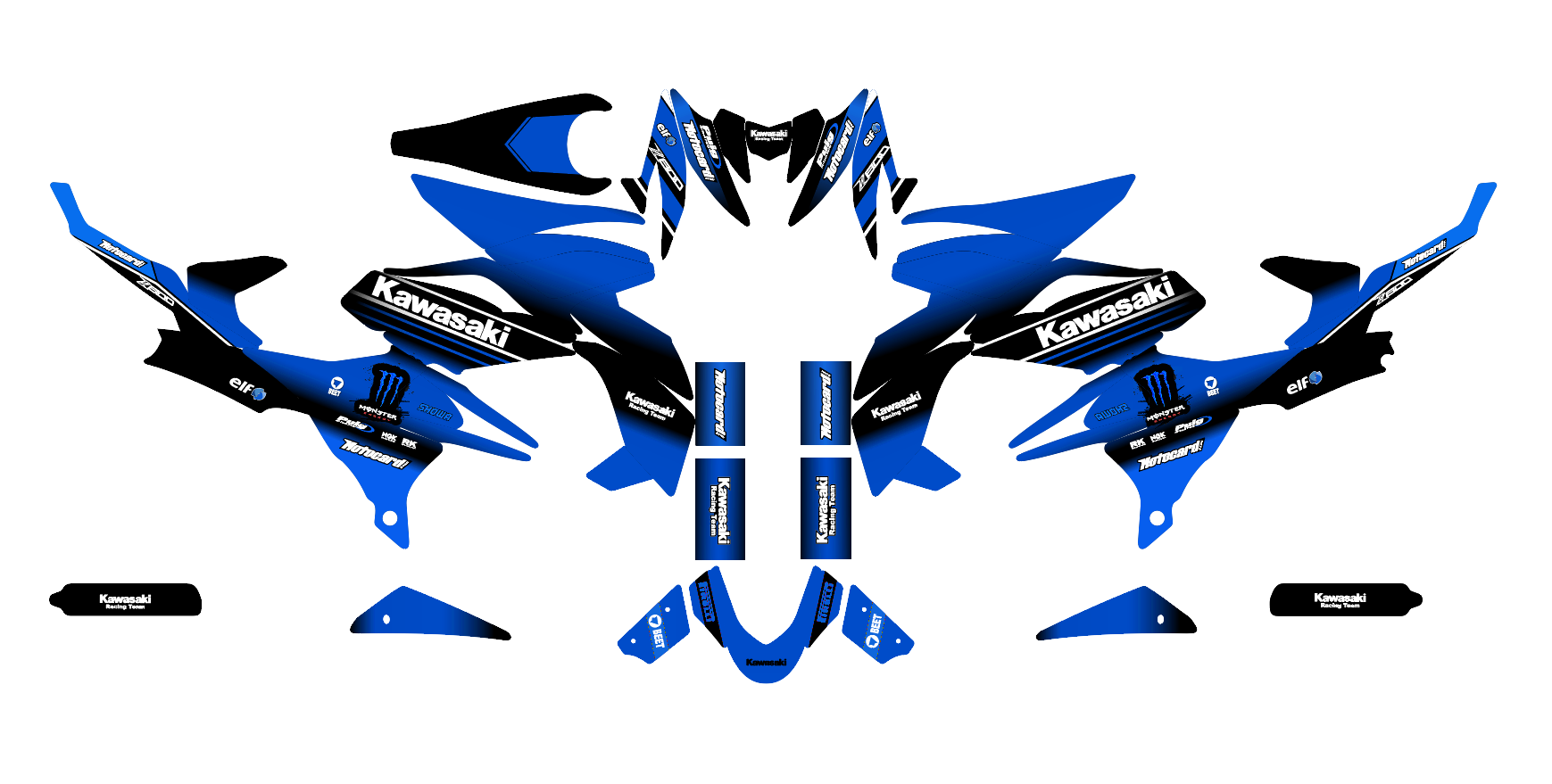 kit déco kawasaki z800 monster bleu