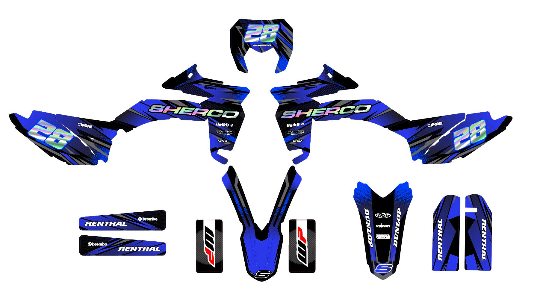 kit déco sherco 50 sm – airline bleu