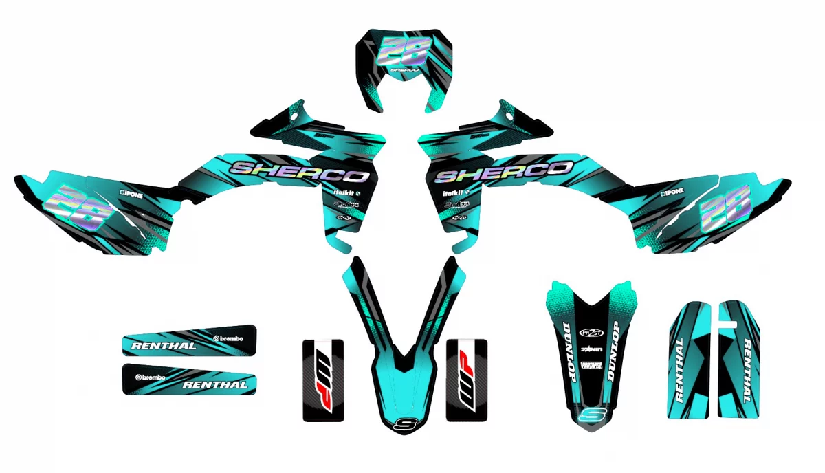 kit déco sherco 50 sm – airline cyan