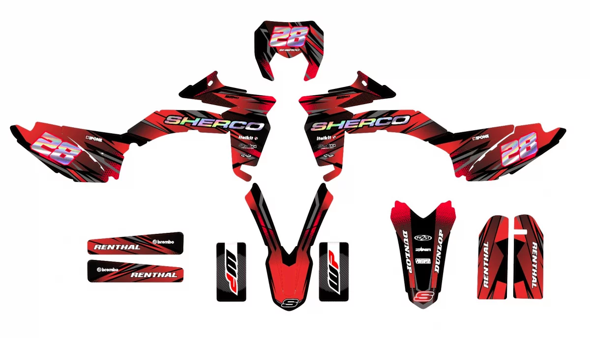 kit déco sherco 50 sm – airline rouge