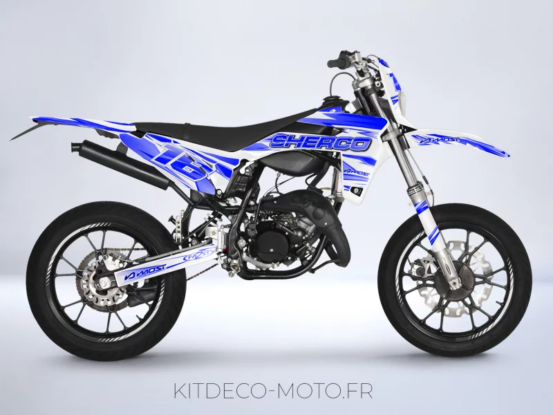 kit déco sherco 50 sm – airon blanc / bleu