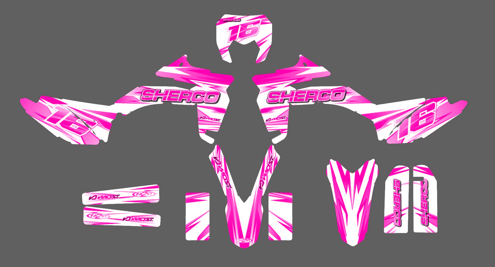 kit déco sherco 50 sm – airon blanc / rose