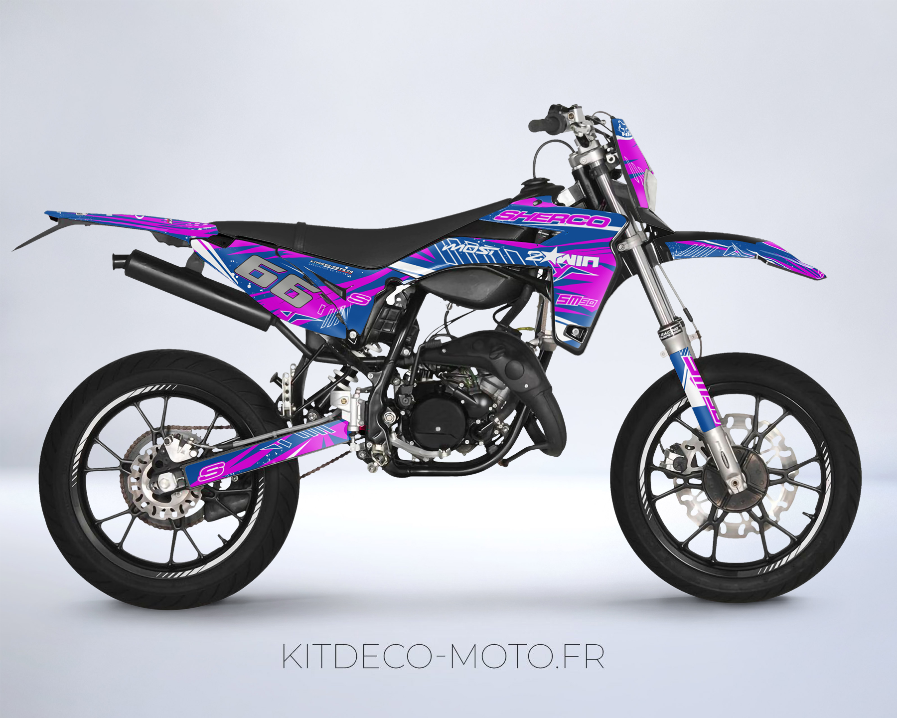 kit déco sherco 50 sm – twin bleu / rose