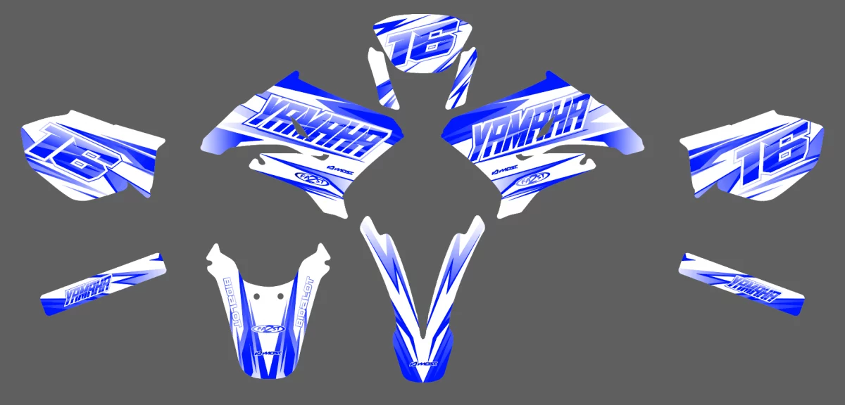 kit déco yamaha dt 50 – airon blanc / bleu