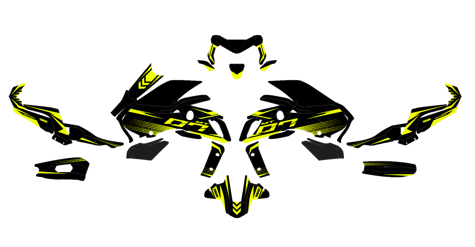 kit déco yamaha mt 07 jaune fluo