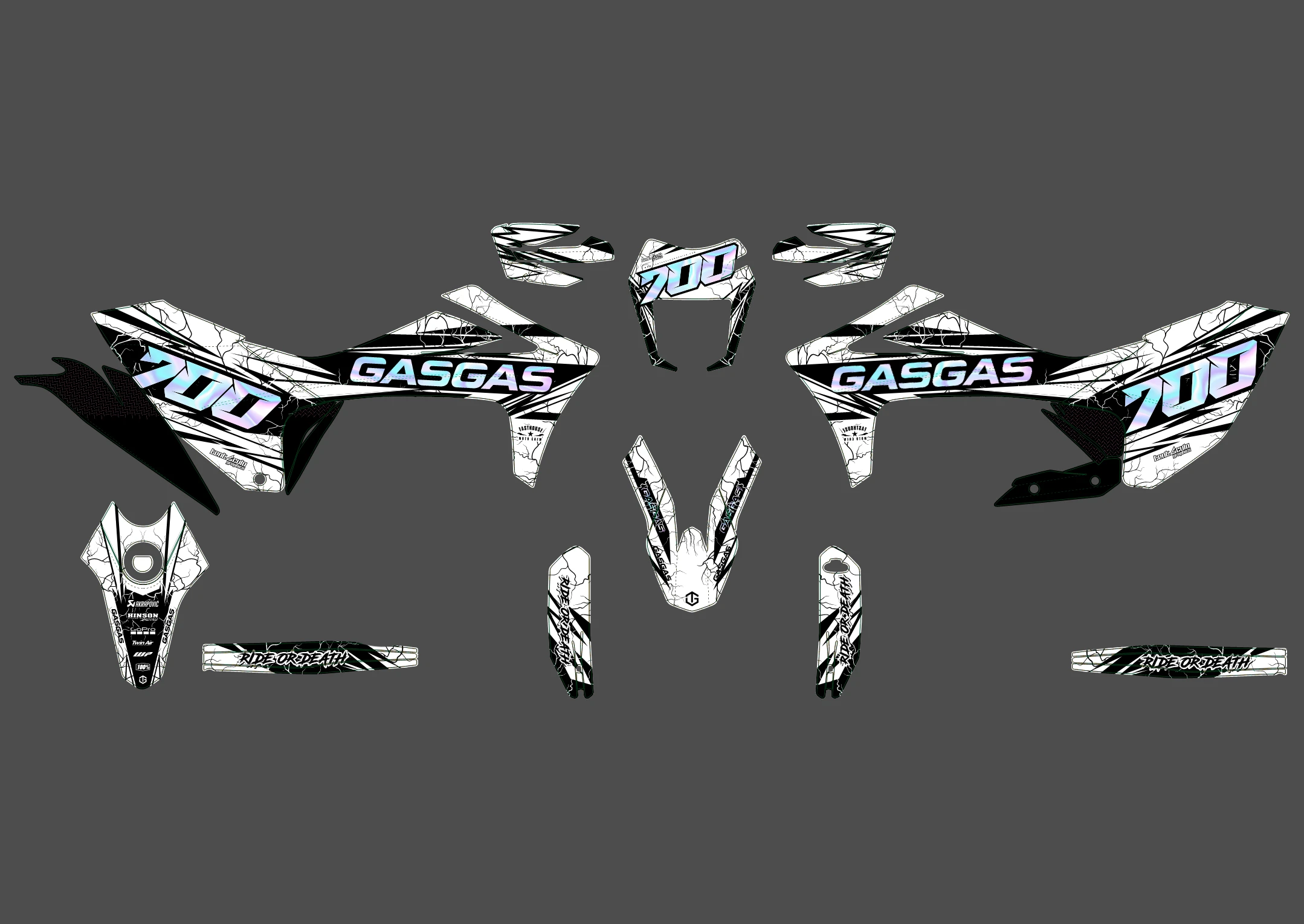 kit déco gasgas 700 sm / es eclair blanc