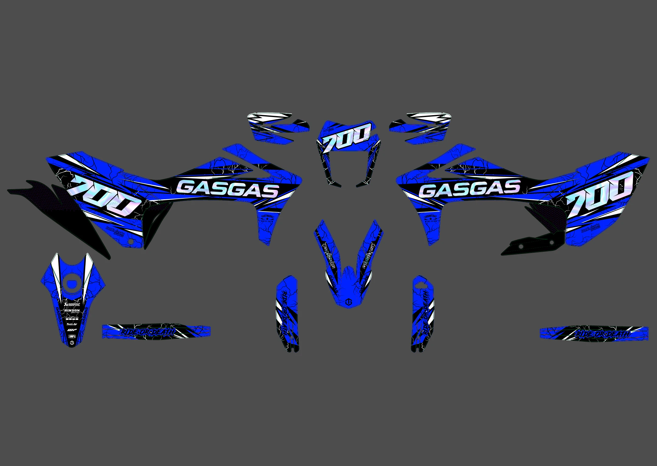 kit déco gasgas 700 sm / es eclair bleu