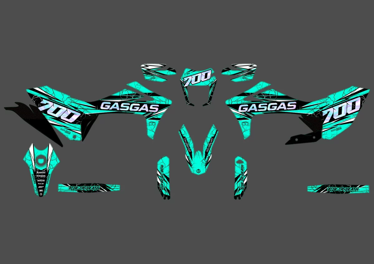 kit déco gasgas 700 sm / es eclair cyan