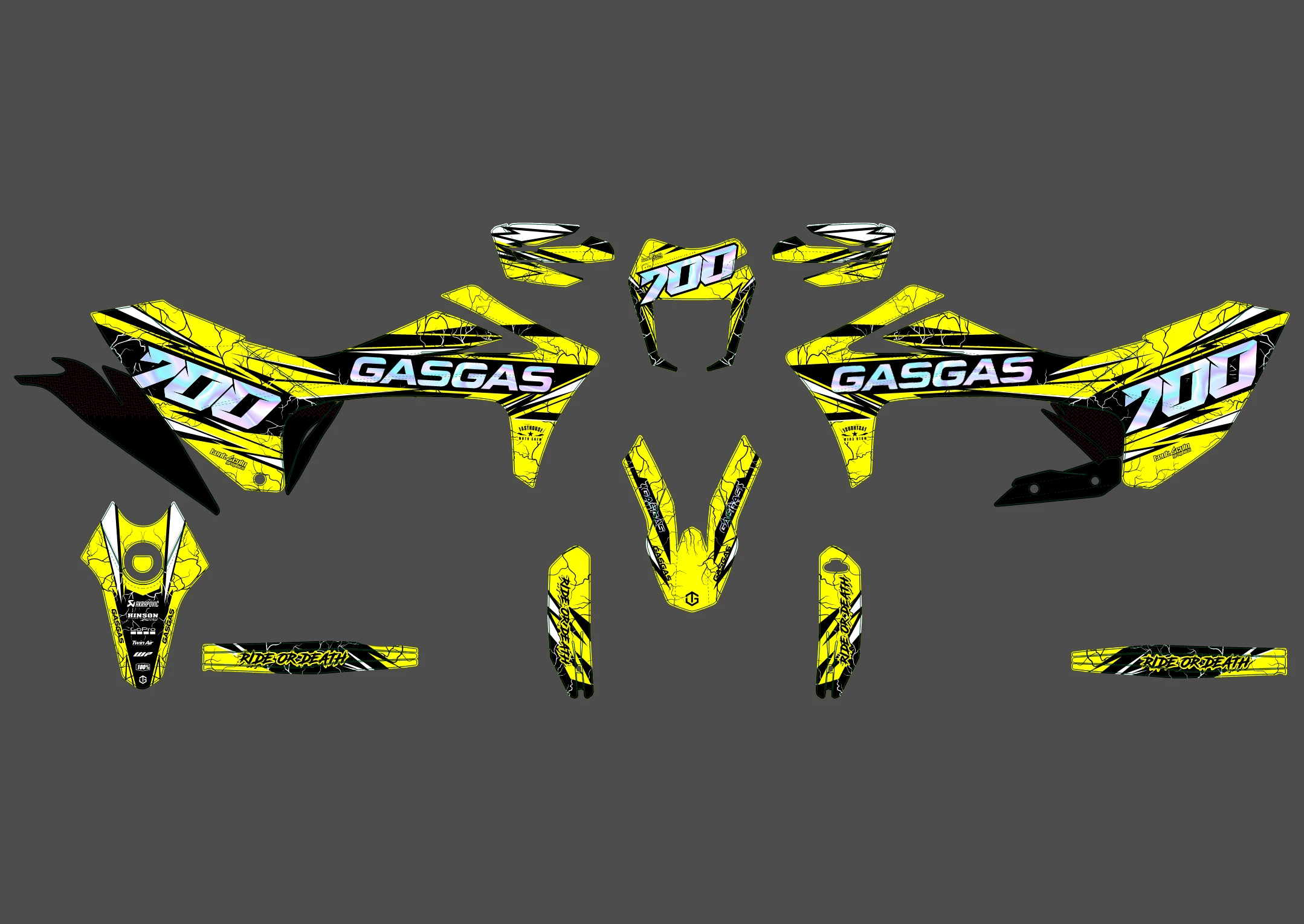kit déco gasgas 700 sm / es eclair jaune