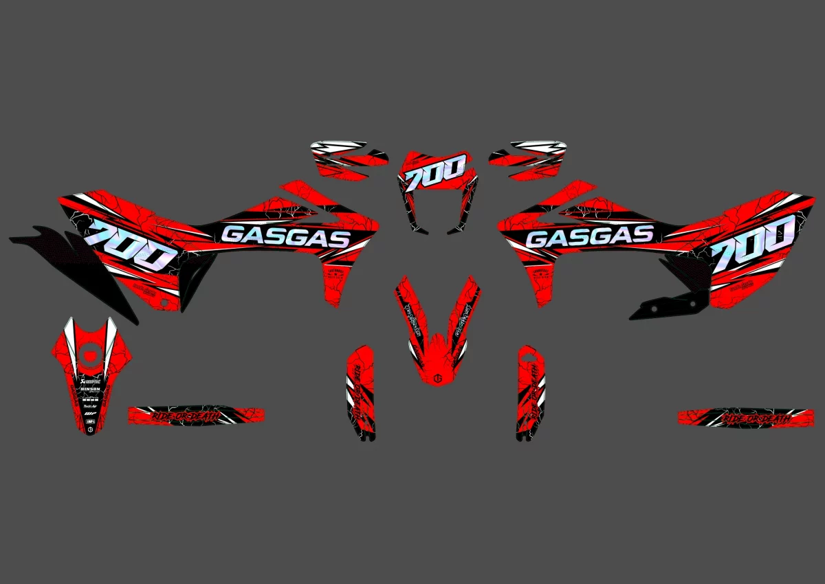 kit déco gasgas 700 sm / es eclair rouge