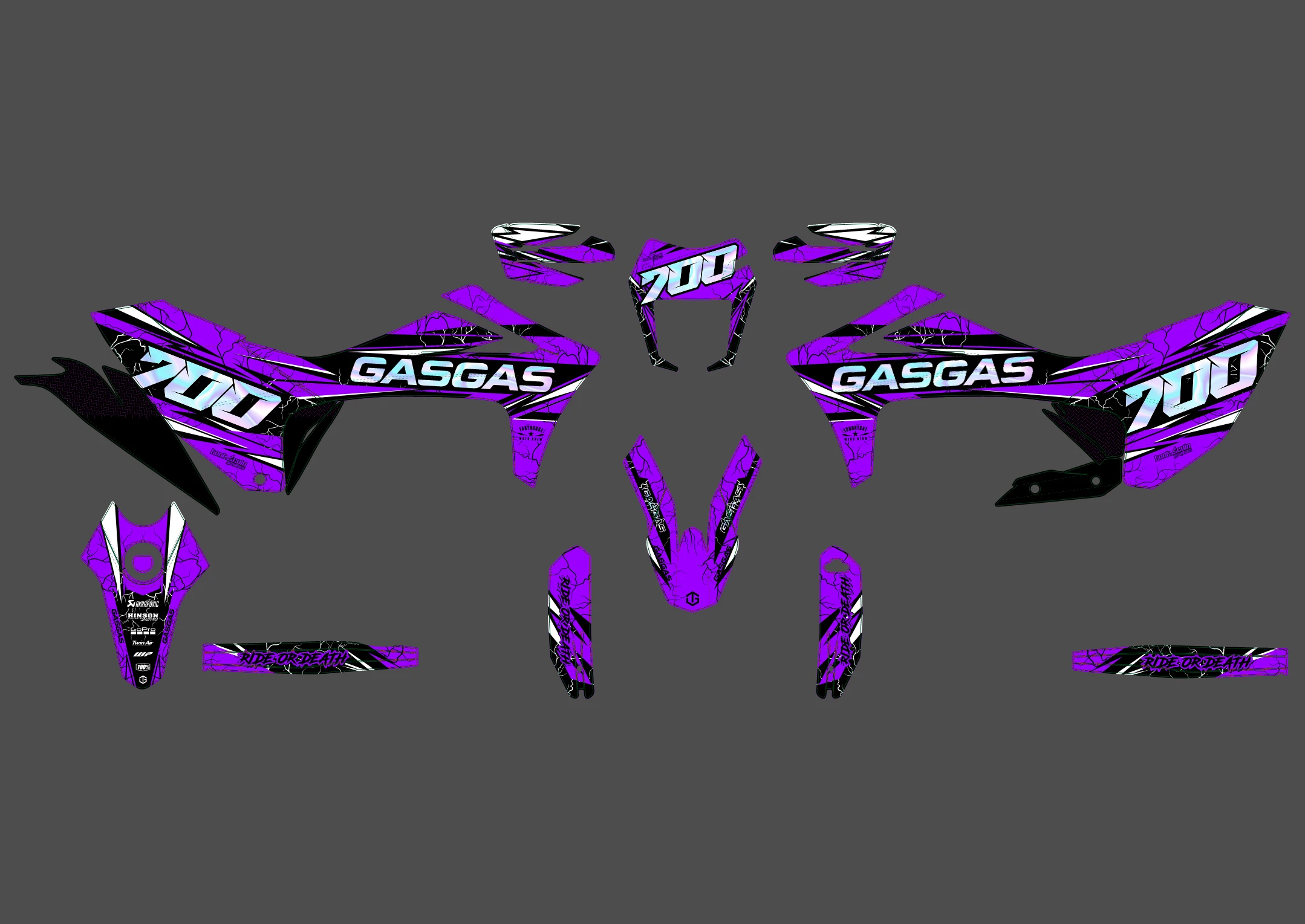 kit déco gasgas 700 sm / es eclair violet
