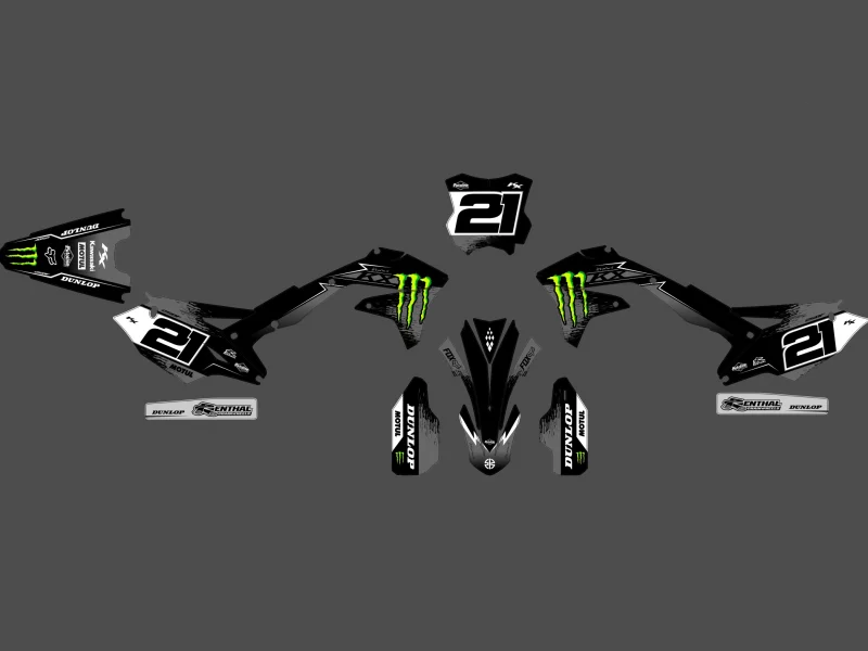 kit déco kawasaki 250 kxf (2017 2020) monster noir